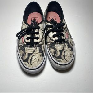 VANS White/Black Floral Print Sneakers size 7